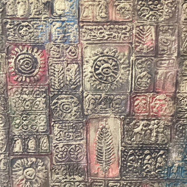 Vintage Asian Style Mixed-Media Abstract Textured Painting by Roong T. Circa 1968 For Sale - Image 9 of 12