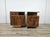 Refined pair of 1940s Art Deco bedside tables in walnut root with drawer and storage compartment, all enriched by a...