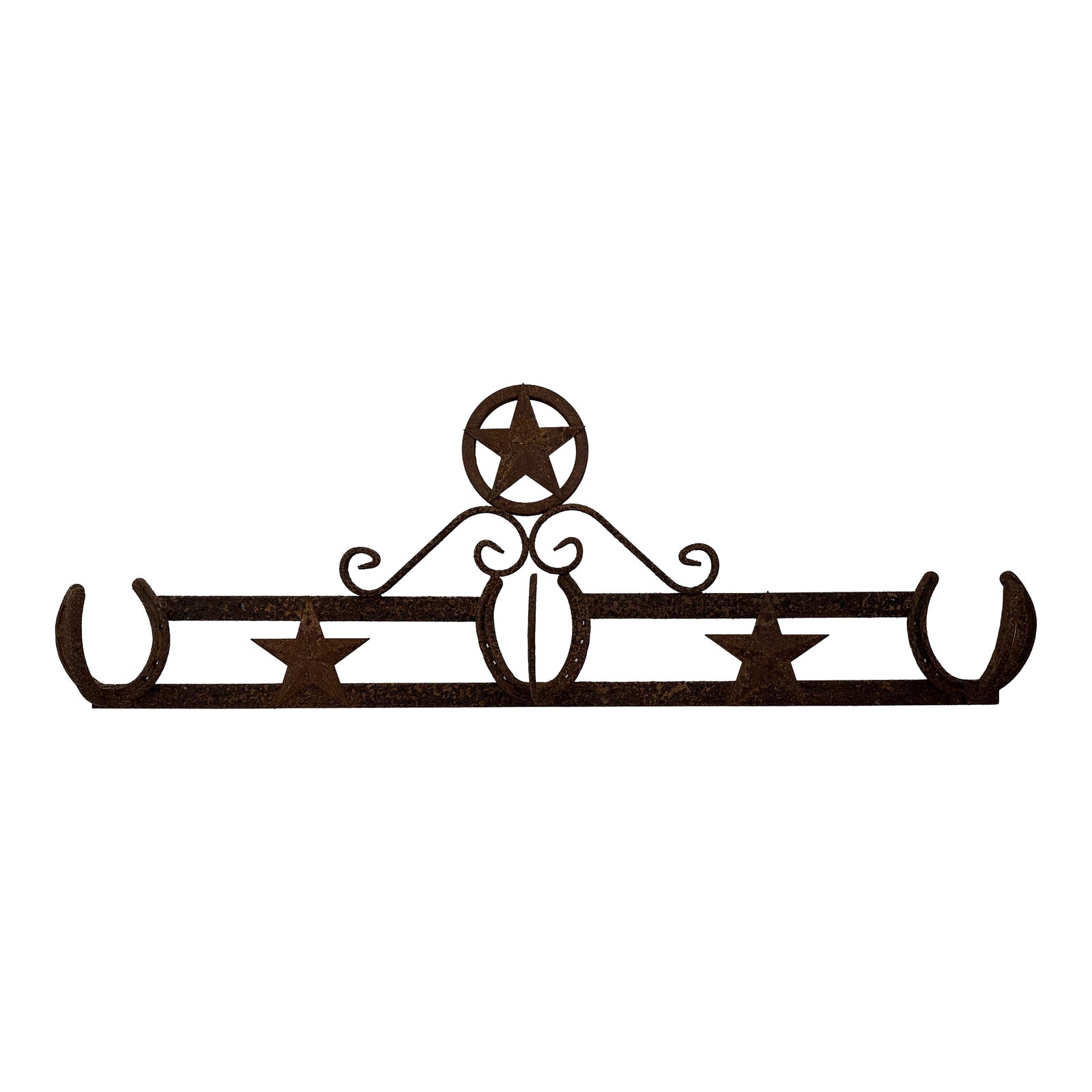 Rustic Western Horseshoe & Star Metal Wall Rack | Chairish