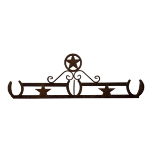 Rustic Western Horseshoe & Star Metal Wall Rack