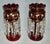 Antique Victorian Bohemian Pair of Cranberry/Ruby Glass Mantel Lusters For Sale - Image 12 of 12
