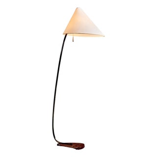 Floor Lamp with Red Marble Base by Rupert Nikoll, 1950s For Sale