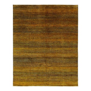 Modern Savannah Handmade Wool Rug With Geometric Pattern in Goldenrod For Sale