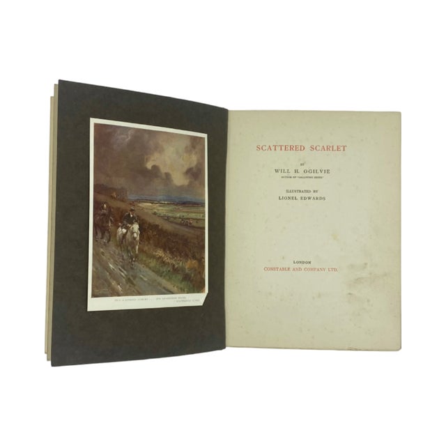 Art Deco Scattered Scarlet by Will H. Ogilvie 1923 Hardcover Book Equestrian For Sale - Image 3 of 12