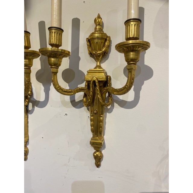 1900 Caldwell Gilt Bronze Sconces Neoclassical Style For Sale - Image 9 of 12