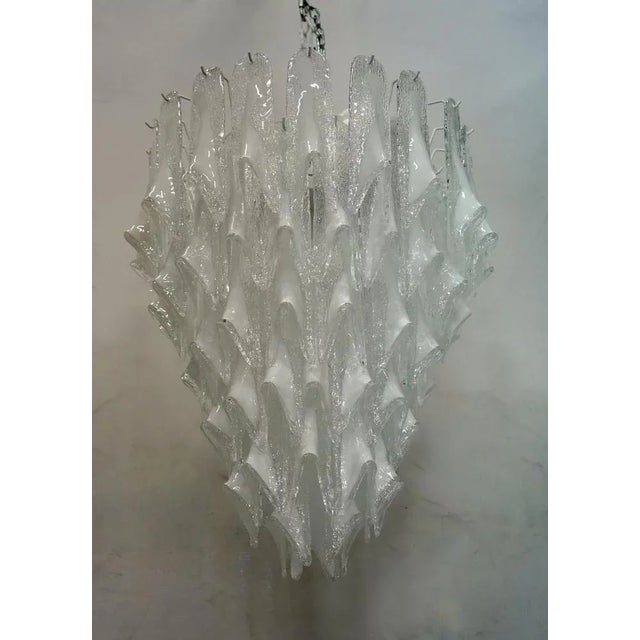 Mid-Century Murano Round Transparent White Color Chandelier For Sale - Image 4 of 11