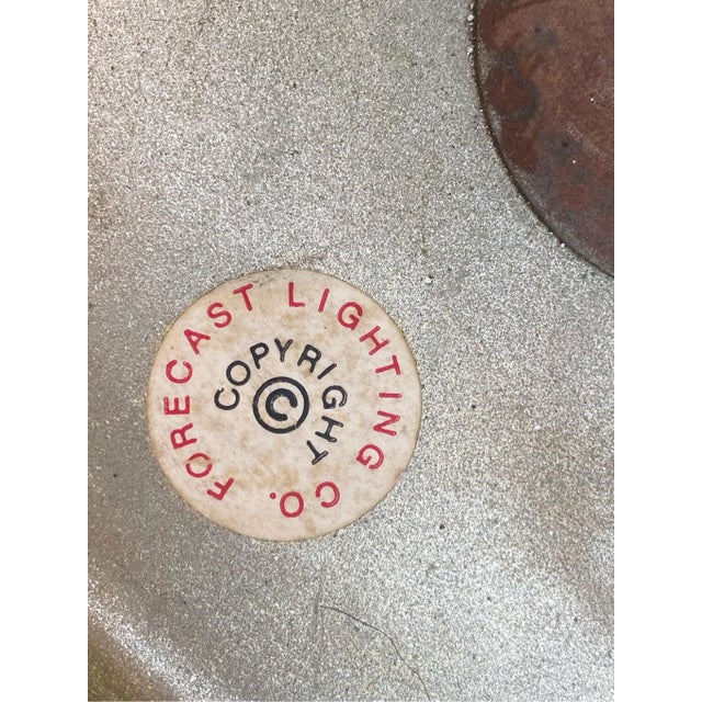 1930s Vintage Forecast Lighting Nautical Light Brass Tinted Glass For Sale - Image 5 of 11