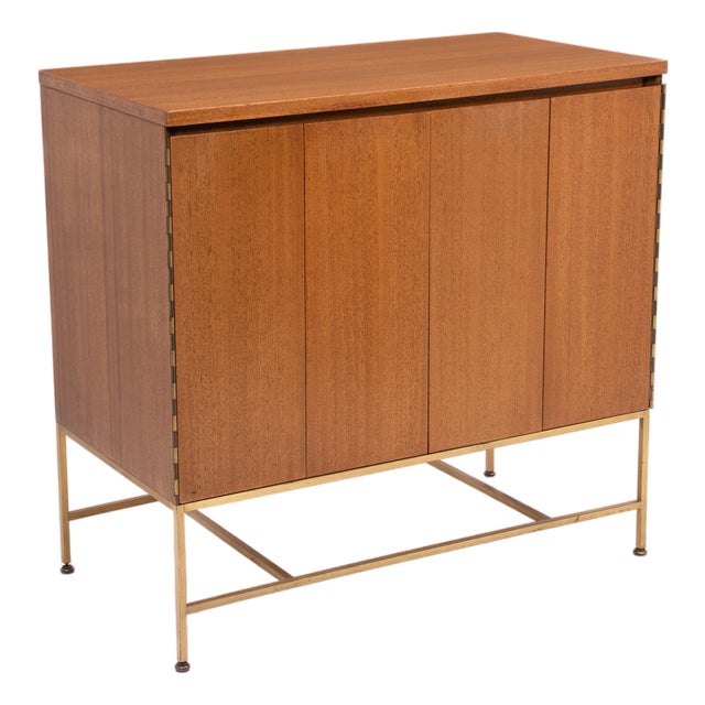 Paul McCobb Calvin Irwin Collection Bi-Fold Door 4 Drawer Dresser Credenza Chest Mahogany Brass For Sale