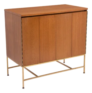 Paul McCobb Calvin Irwin Collection Bi-Fold Door 4 Drawer Dresser Credenza Chest Mahogany Brass