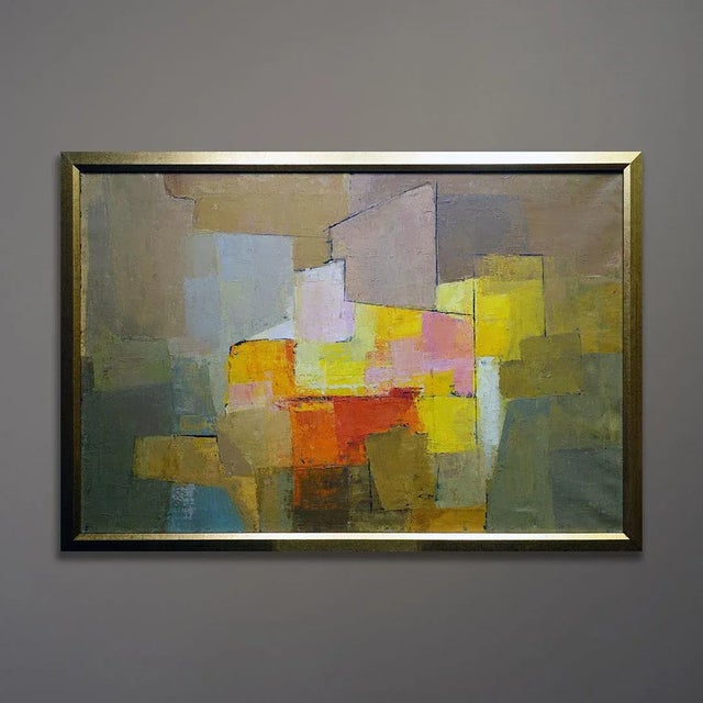 1950s 1950s Abstract Oil Painting on Linen by Piry Rame, Framed For Sale - Image 5 of 5