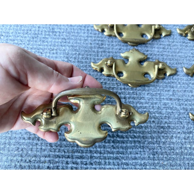 English Chippendale Brass Drawer Pulls, Set of 6 For Sale - Image 3 of 12