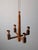 Danish hanging candle chandelier executed in solid wood with a geometric Art Deco architectural composition. The structure...