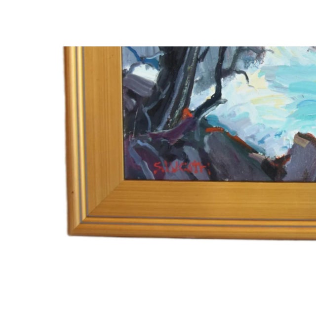 Silvio Silvestri, Listed Artist Landscape Seascape Oil Painting Including the Antiqued Gold Wood Frame For Sale In Los Angeles - Image 6 of 10