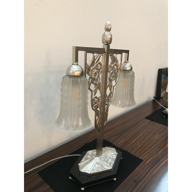 Geometric G Leleu French Art Deco Table Lamp For Sale - Image 10 of 13