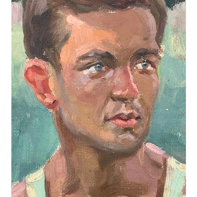 Portrait Oil Painting: Young Man, Ukrainian Art 1970s For Sale - Image 4 of 6