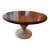 Two-Tone Round Pedestal Dining Table With Carved Apron and 22” Leaf For Sale