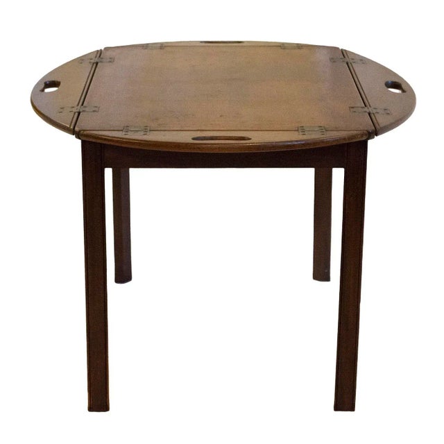 Chocolate Antique English Butlers Table With Brass Screws For Sale - Image 8 of 9