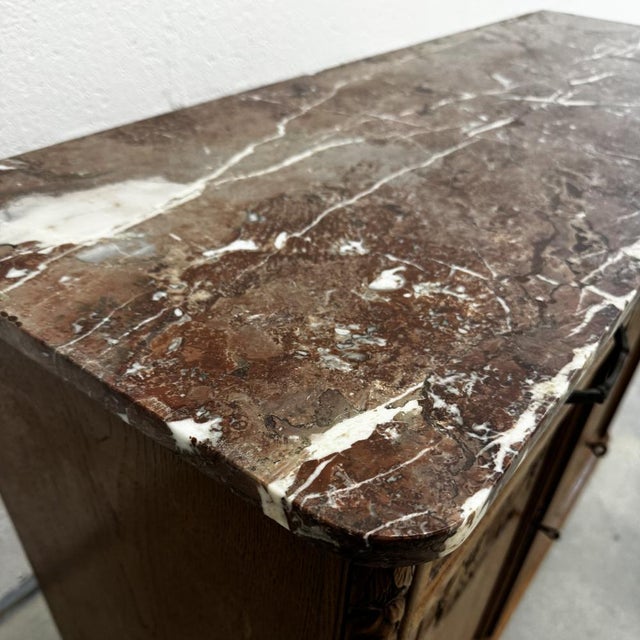 Art Deco Buffet in Oak and Royal Red Marble, 1920s For Sale - Image 3 of 14