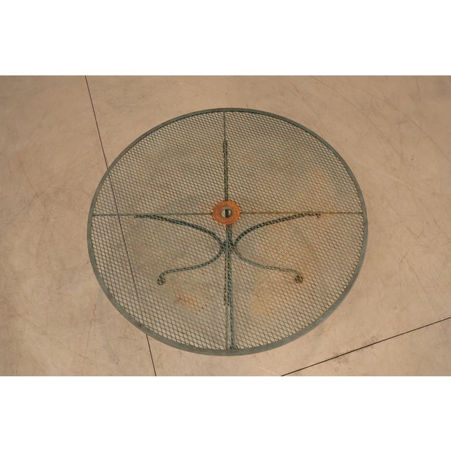 Vintage Wrought Iron Round Patio Table And Four Chairs Set For Sale - Image 4 of 18