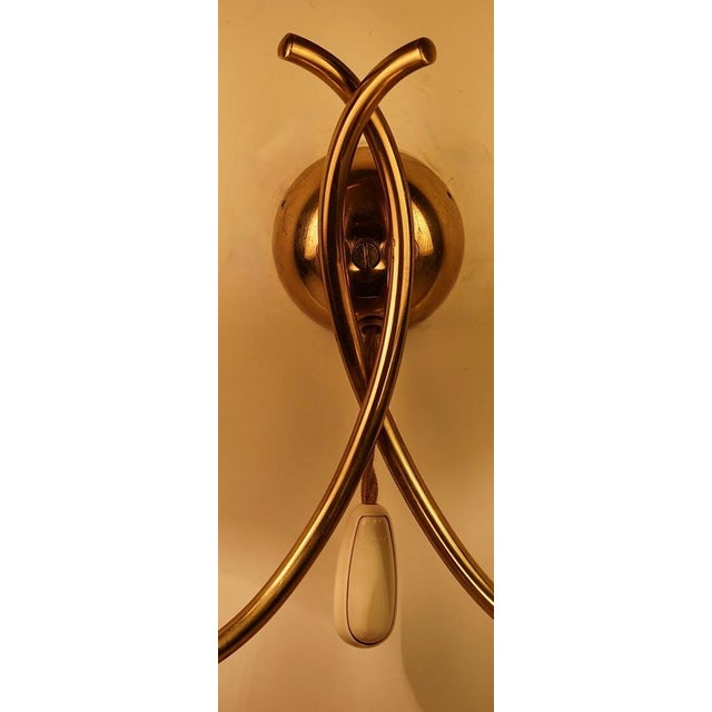 1950s Mid-Century Brass Wall Lamp with Silk Shades by Josef Frank, Austria, 1950s For Sale - Image 5 of 8