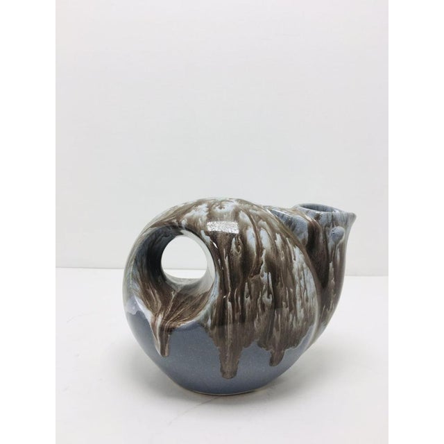 Brutalist Small Mid-Century Blue Ceramic Vase, France, 1970s For Sale - Image 3 of 10