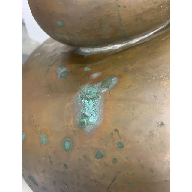 Late 19th Century Copper Urn Planter With Brass Lion-Head Ring Handles For Sale - Image 10 of 11