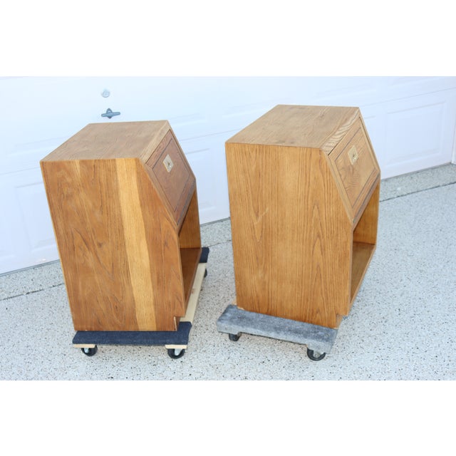 Brown 1970s Henredon Campaign Pair of Nightstands For Sale - Image 8 of 9