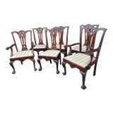 Philadelphia Centennial Chippendale Carved Mahogany Dining Chairs - Set of 6 For Sale