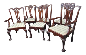 Philadelphia Centennial Chippendale Carved Mahogany Dining Chairs - Set of 6