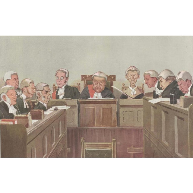 Vincent Brooks, Vanity Fair Heads of the Law Judicial Caricature, British Courtroom Scene, 1902, Print For Sale - Image 3 of 9