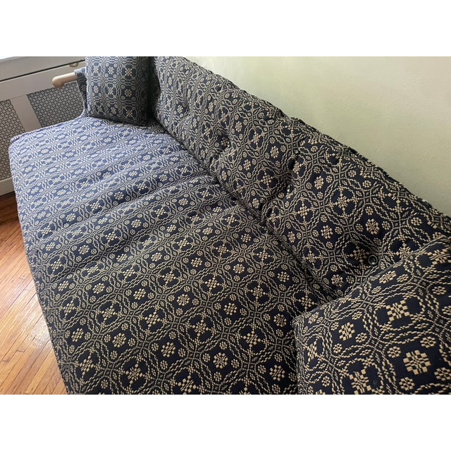 BDDW Blue Patterned BDDW Sofa For Sale - Image 4 of 7