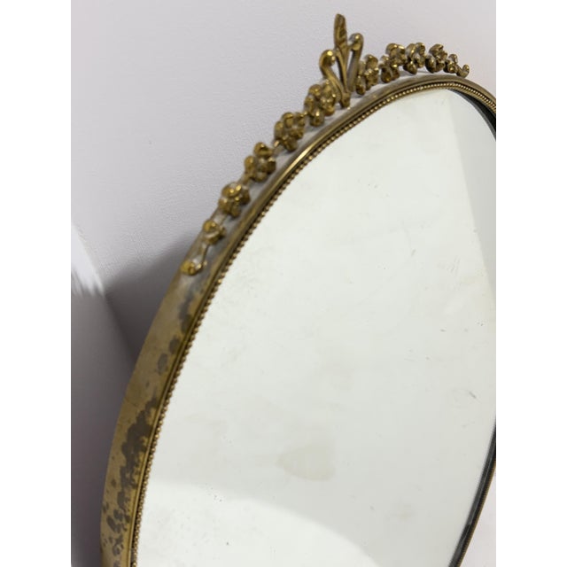 Oval Brass Wall Mirror, Italy, 1950s For Sale - Image 6 of 16