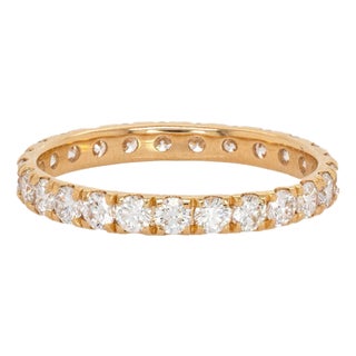 Lab-Created Diamond Eternity Band in Solid 14k Yellow Gold | Stackable Ring, Size 6.75 For Sale