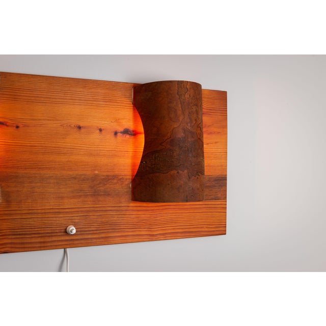 Rectangular Pine Wall Lamp with Bur Wood Veneer Shades, 1960s For Sale - Image 10 of 15