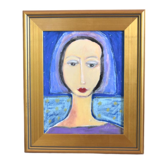 2020s Impressionist Woman Portrait Oil Painting Including the Antiqued Gold Wood Frame For Sale - Image 5 of 5