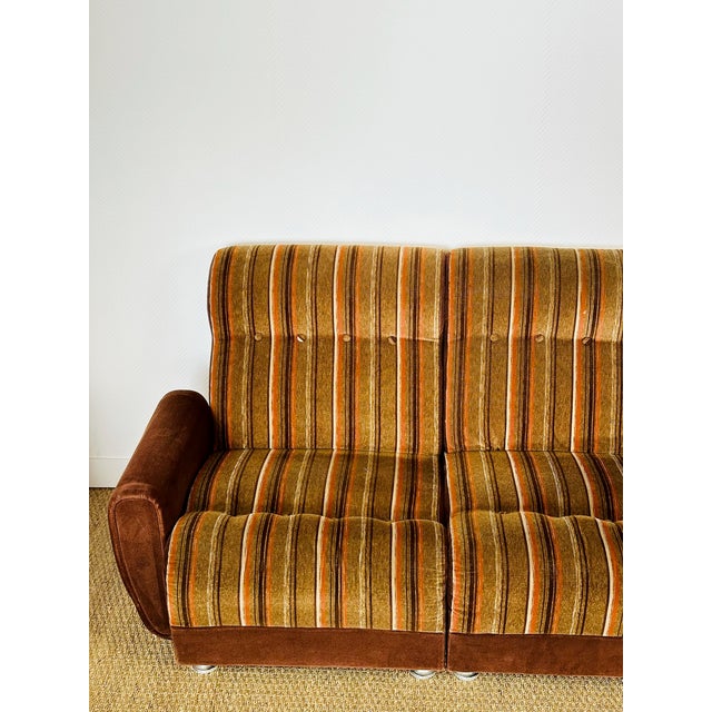 Textile Vintage Velvet Modular Sofa, 1970s, Set of 5 For Sale - Image 7 of 18