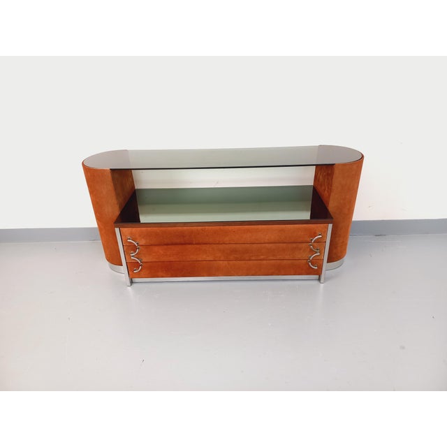 Vintage Italian Dressing Table in Suede Velvet, 1970s For Sale - Image 11 of 18