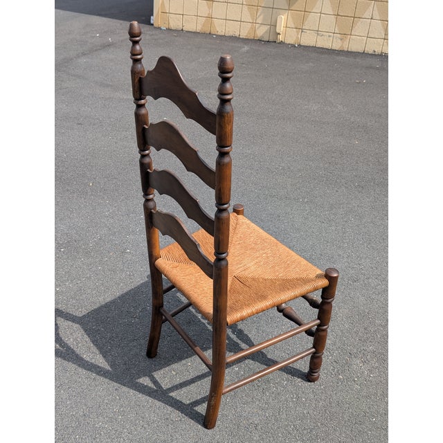 Vintage Ladder Back Chairs With Rush Seats- Set of 4 For Sale - Image 11 of 11