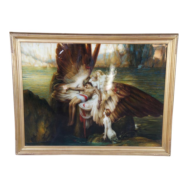 Mid 20th Century Lament for Icarus Greek Mythology Oil Painting After Herbert James Draper 65" For Sale