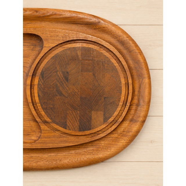 Wood Vintage Dansk Teak Serving Tray With End-Grain Cutting Board For Sale - Image 7 of 7