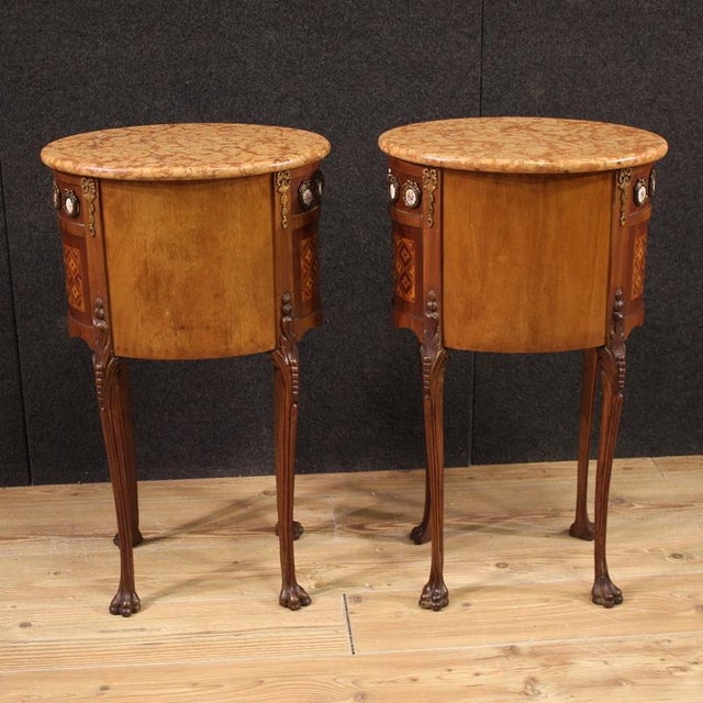 Wood 20th Century French Inlaid Bedside Tables, 1930s, Set of 2 For Sale - Image 7 of 11