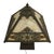 Bronze Bradley & Hubbard Arts & Crafts 4-Panel Floral Overlay Slag Glass Lamp C1920 For Sale - Image 8 of 9