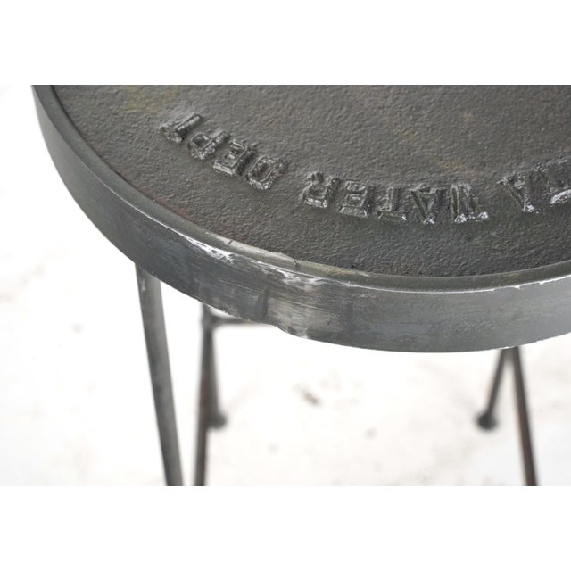 Wichita Water Dept. Water Meter Cover Stool Side Table For Sale - Image 4 of 11