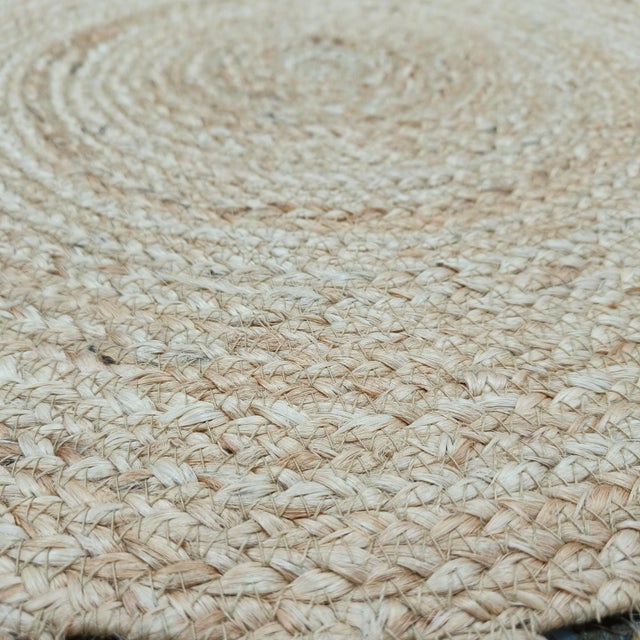 Artisan Handwoven Natural Jute Doormat With Decorative Loop Border For Sale - Image 12 of 12