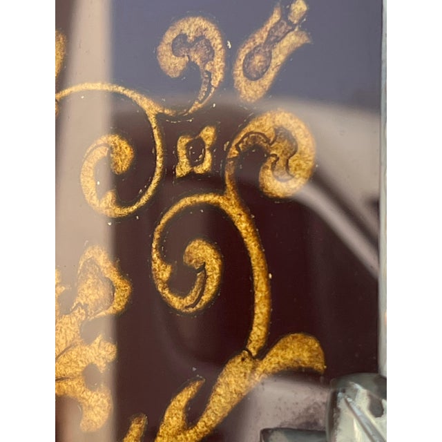 1880-1900 Venetian Mirror with Pediment Garnet Glass Adorned with Flowers For Sale - Image 14 of 18