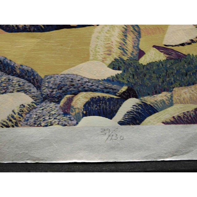1980s Gordon Mortensen "Dunes" Hand Signed Woodcut Reduction Art Make an Offer For Sale - Image 5 of 8