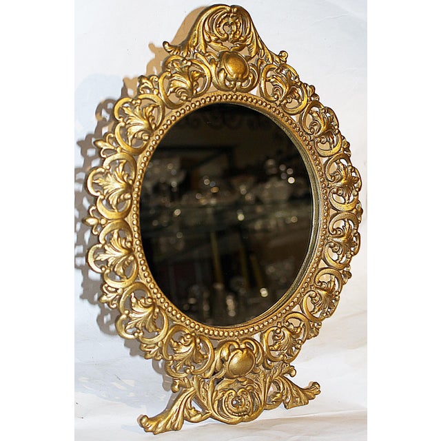 Round GiltMetal Vanity Mirror Chairish