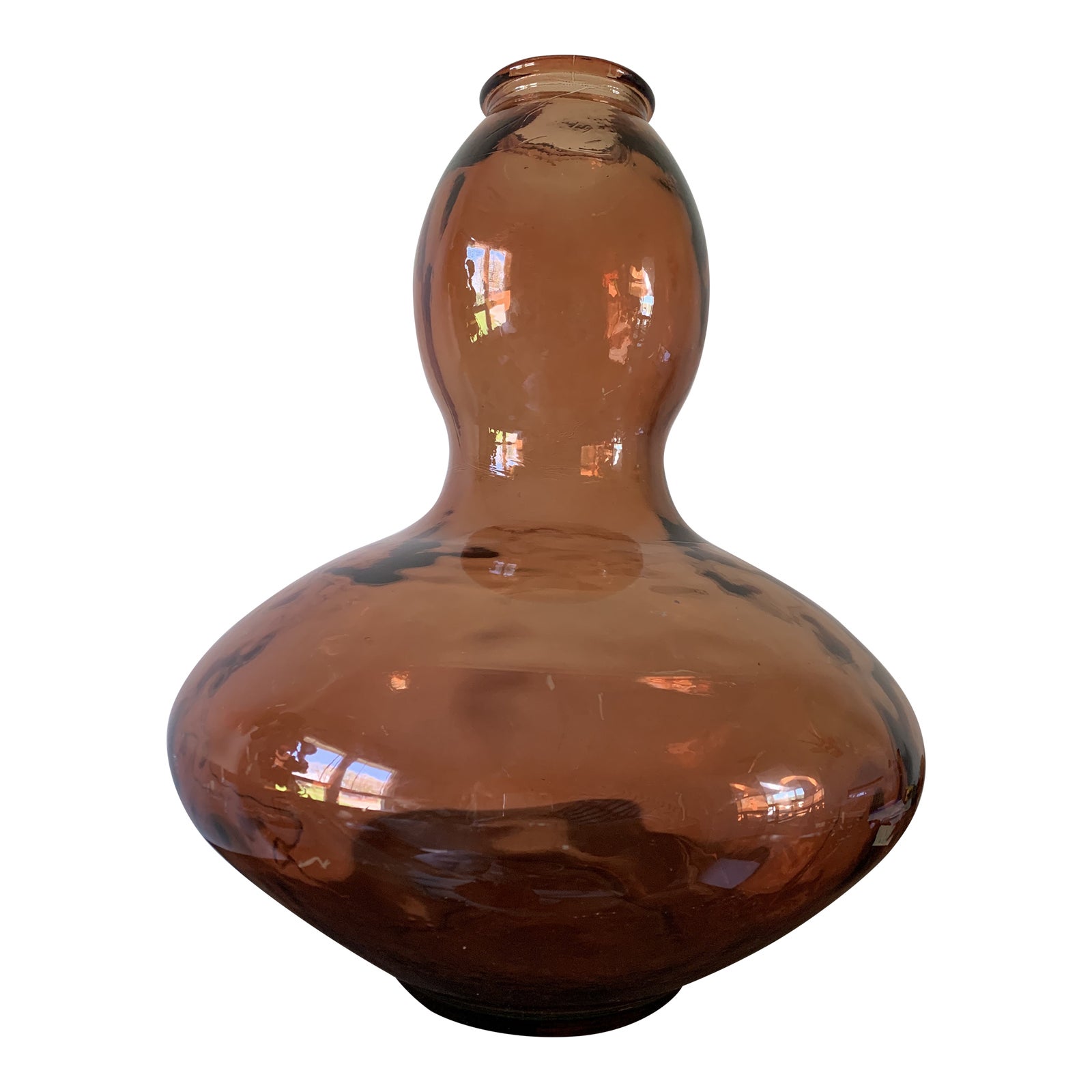 Late 20th Century Large Amber Glass Vase Chairish