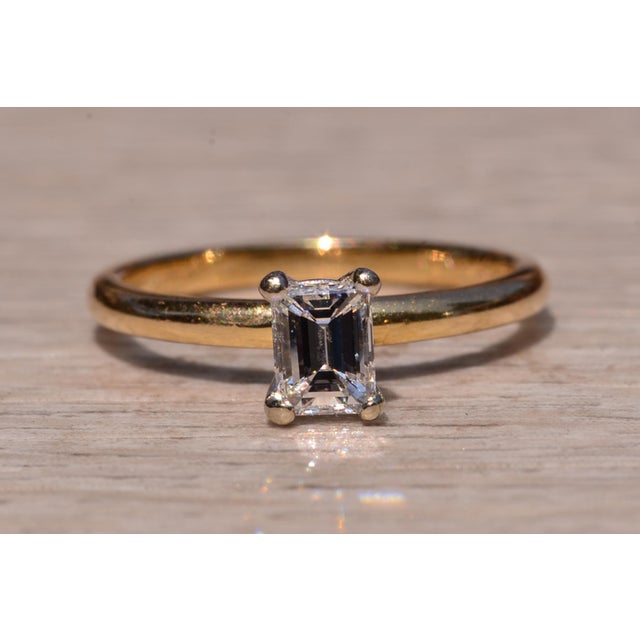 The Penn Drive: Solitaire Engagement Ring with Natural Emerald Cut Diamond For Sale - Image 10 of 12