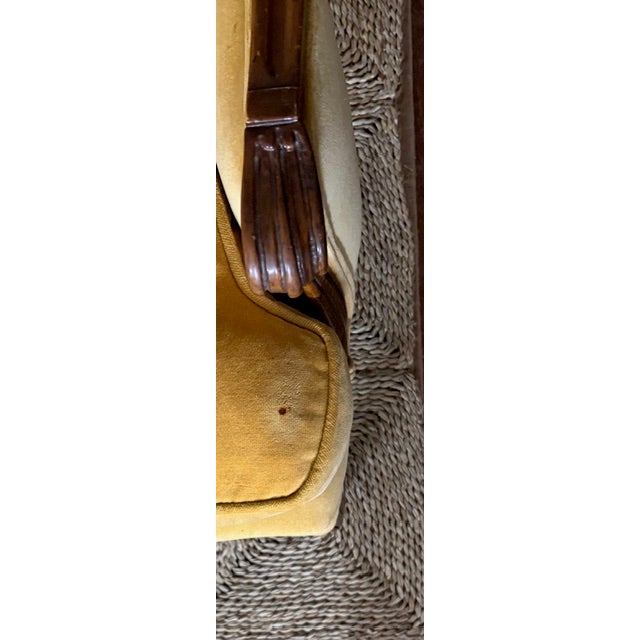 French Louis XV Bergere Chair Is Yellow Velvet and Down Seat, Signed For Sale - Image 12 of 15